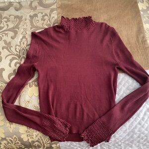 Zara Knit Maroon Ribbed Top